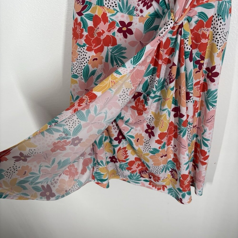 BCBGeneration Women S Tropical Colorful 2D Floral Surplice Mini Dress NWT - Picture 4 of 14